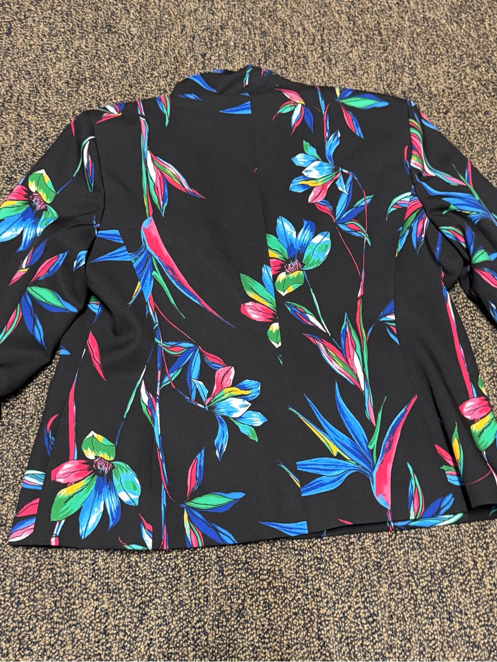 Anne Klein black Floral Single-Button Blazer with Bright Print - Picture 9 of 11